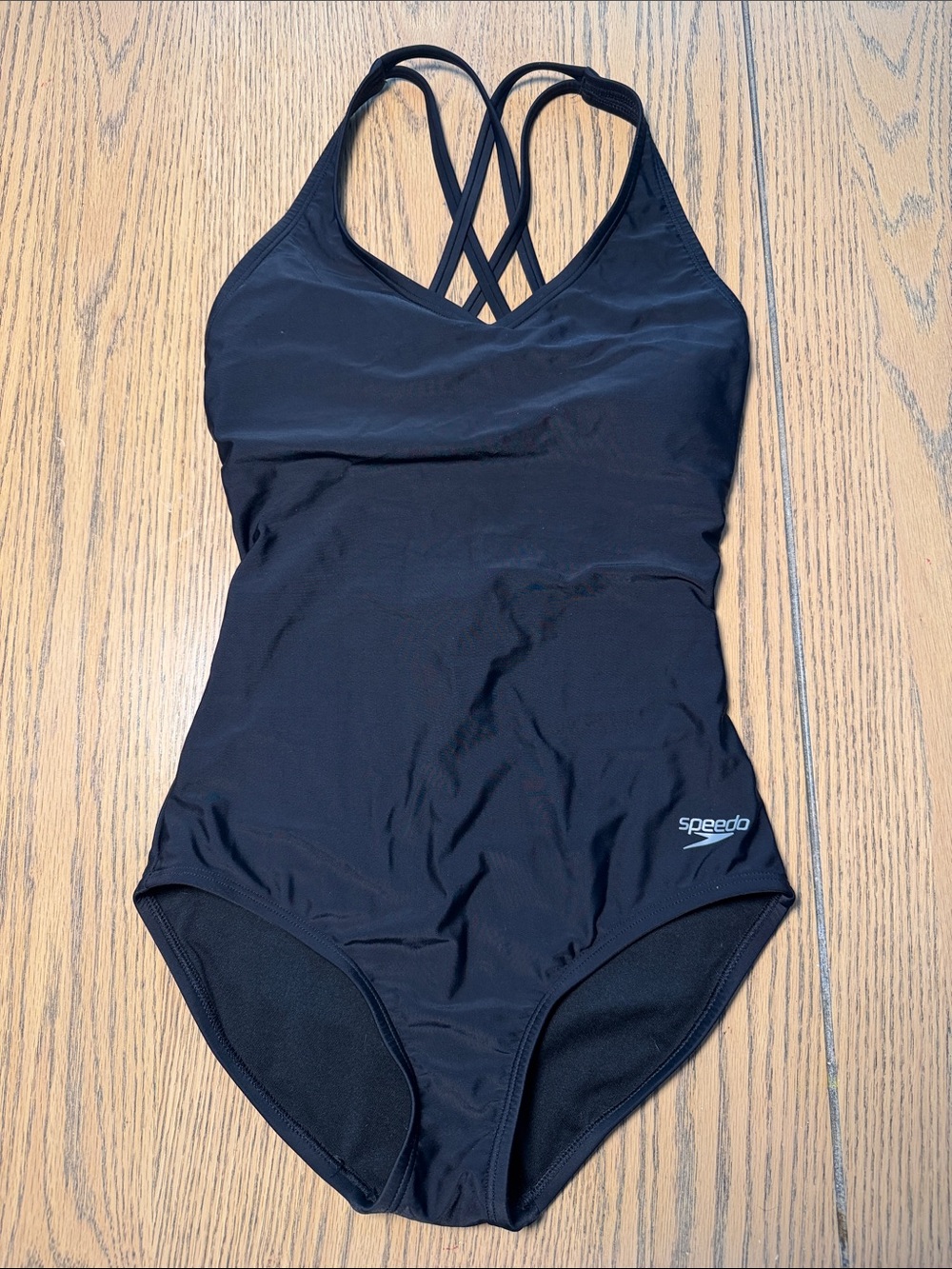 Speedo Women’s Black One-Piece Swimsuit with Crisscross Straps